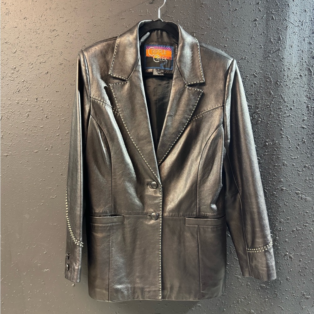 Cripple Creek Black Leather Jacket Size Large